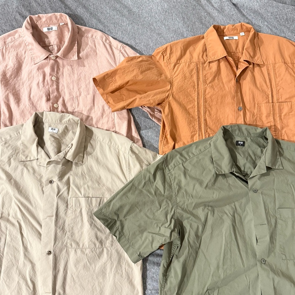 Set of Four Button Down Short-sleeve Shirts in Various Colors